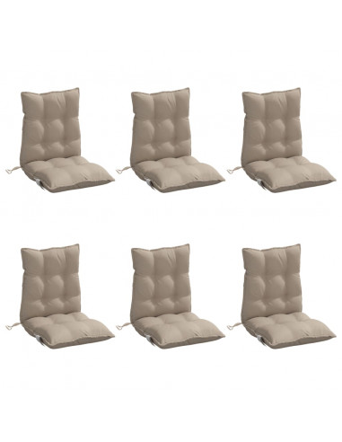 Cuscini per Sedia Schienale Basso 6pz Tortora in Tessuto Oxford
