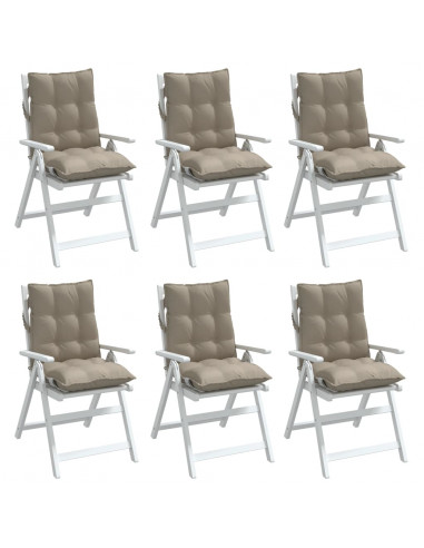 Cuscini per Sedia Schienale Basso 6pz Tortora in Tessuto Oxford