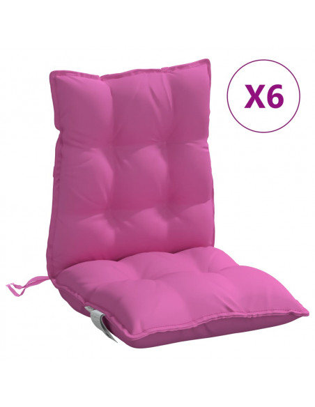 Cuscini per Sedia Schienale Basso 6 pz Rosa in Tessuto Oxford