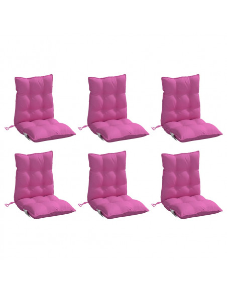 Cuscini per Sedia Schienale Basso 6 pz Rosa in Tessuto Oxford