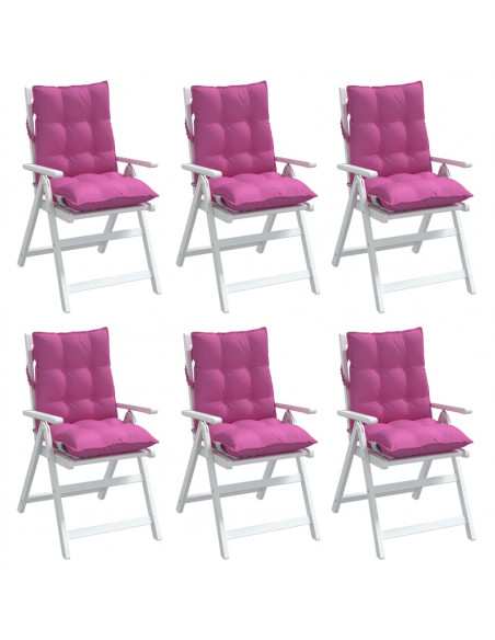 Cuscini per Sedia Schienale Basso 6 pz Rosa in Tessuto Oxford