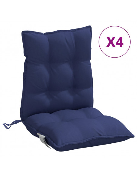 Cuscini Sedia Schienale Basso 4 pz Blu Marino in Tessuto Oxford