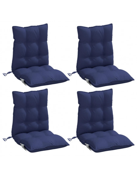 Cuscini Sedia Schienale Basso 4 pz Blu Marino in Tessuto Oxford