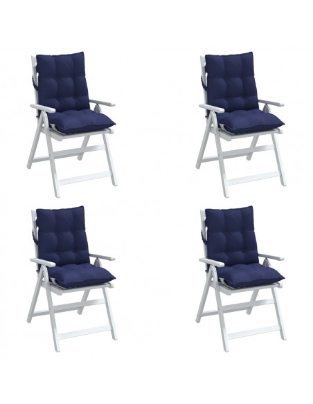 Cuscini Sedia Schienale Basso 4 pz Blu Marino in Tessuto Oxford