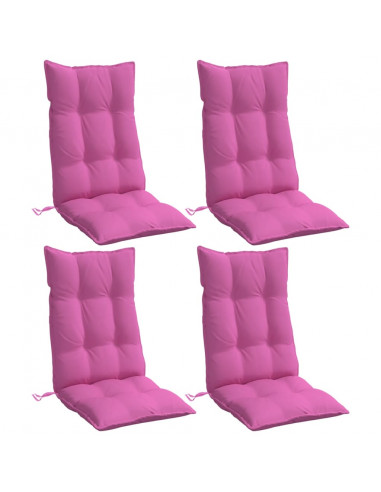 Cuscini per Sedia con Schienale Alto 4pz Rosa in Tessuto Oxford