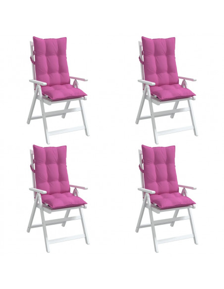 Cuscini per Sedia con Schienale Alto 4pz Rosa in Tessuto Oxford
