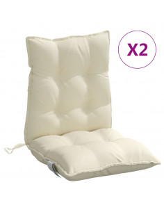 Cuscini per Sedia Schienale Basso 2 pz Crema in Tessuto Oxford 2