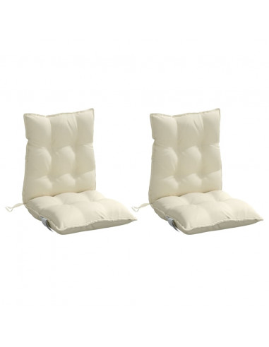 Cuscini per Sedia Schienale Basso 2 pz Crema in Tessuto Oxford
