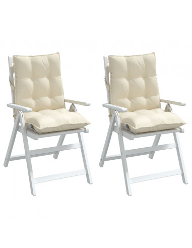 Cuscini per Sedia Schienale Basso 2 pz Crema in Tessuto Oxford