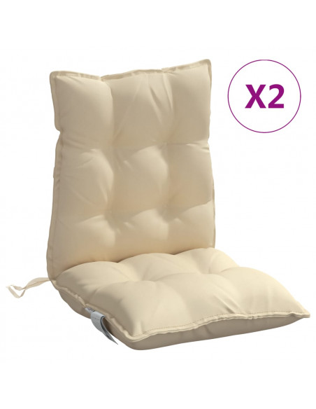 Cuscini per Sedia Schienale Basso 2 pz Beige in Tessuto Oxford