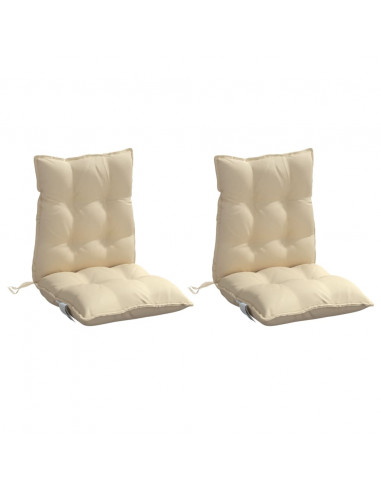 Cuscini per Sedia Schienale Basso 2 pz Beige in Tessuto Oxford