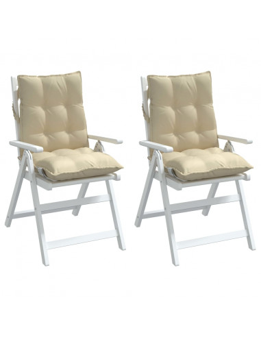 Cuscini per Sedia Schienale Basso 2 pz Beige in Tessuto Oxford