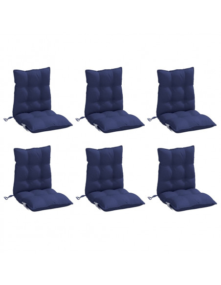 Cuscini Sedia Schienale Basso 6 pz Blu Marino in Tessuto Oxford