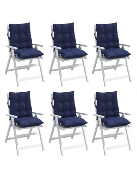 Cuscini Sedia Schienale Basso 6 pz Blu Marino in Tessuto Oxford