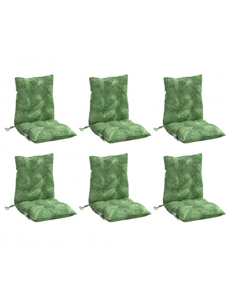 Cuscini Sedia Schienale Basso 6 pz Motivo Foglie Tessuto Oxford