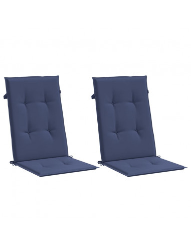 Cuscini Sedia Schienale Alto 2 pz Blu Marino in Tessuto