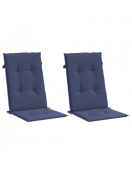 Cuscini Sedia Schienale Alto 2 pz Blu Marino in Tessuto