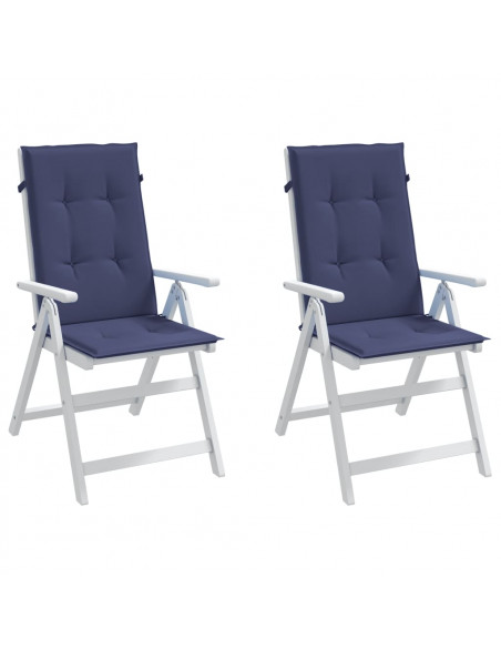 Cuscini Sedia Schienale Alto 2 pz Blu Marino in Tessuto
