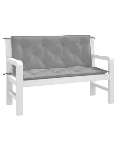 Cuscini Panca da Giardino 2pz Grigi 120x50x7 cm Tessuto Oxford