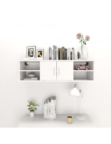 Scaffale a Parete Bianco 102x30x29 cm in Legno Multistrato