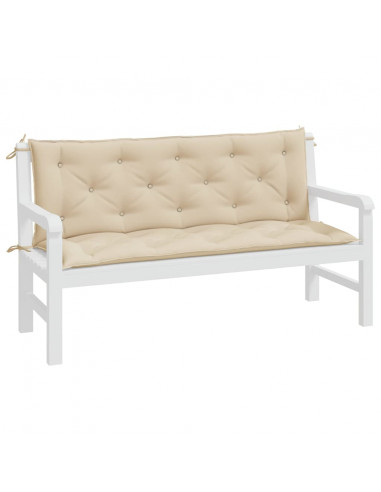 Cuscini Panca da Giardino 2pz Beige 150x50x7 cm Tessuto Oxford