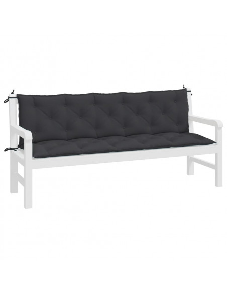 Cuscini Panca da Giardino 2pz Neri 180x50x7cm Tessuto Oxford