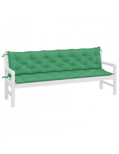 Cuscini per Panca 2 pz Verdi 200x50x7 cm in Tessuto Oxford