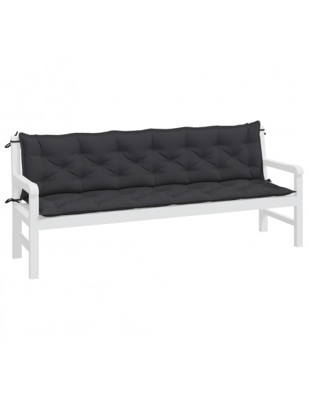 Cuscini per Panca 2 pz Neri 200x50x7 cm in Tessuto Oxford