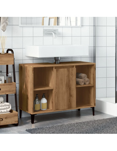 Mobile Lavabo Rovere Artigianale 80x33x60 cm Legno Multistrato