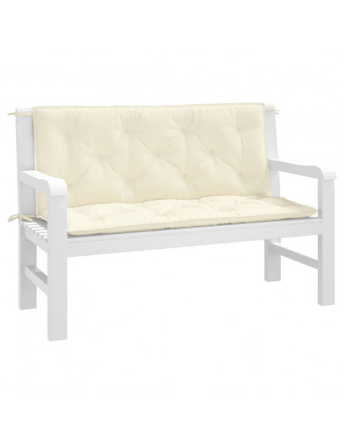 Cuscini Panca Giardino 2pz Bianco Crema 120x50x7 Tessuto Oxford