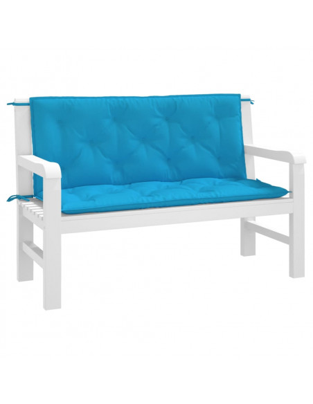 Cuscini per Panca 2 pz Azzurri 120x50x7cm in Tessuto Oxford
