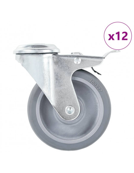 Ruote Girevoli con Foro per Bulloni 12 pz 100 mm