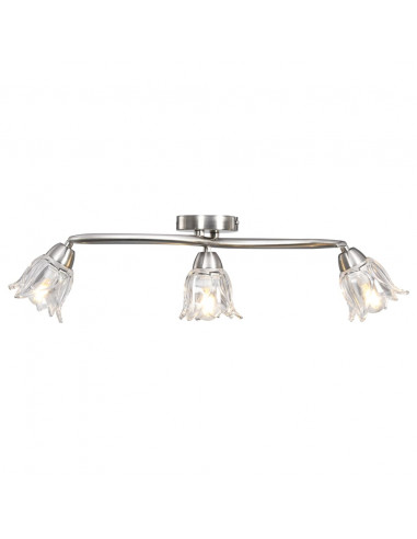 Lampadario con Paralumi in Vetro per 3 Lampadine E14 Tulipano