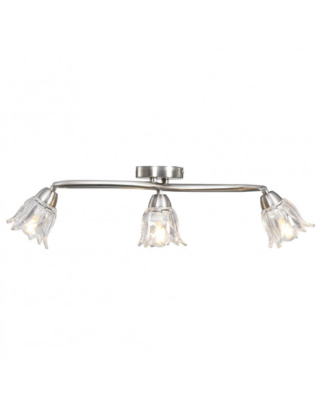 Lampadario con Paralumi in Vetro per 3 Lampadine E14 Tulipano