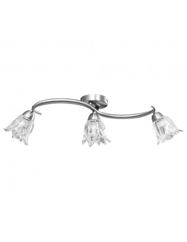 Lampadario con Paralumi in Vetro per 3 Lampadine E14 Tulipano