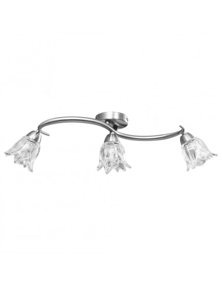 Lampadario con Paralumi in Vetro per 3 Lampadine E14 Tulipano