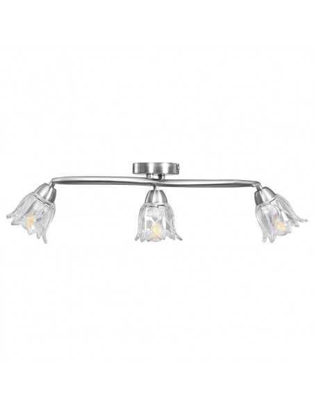 Lampadario con Paralumi in Vetro per 3 Lampadine E14 Tulipano