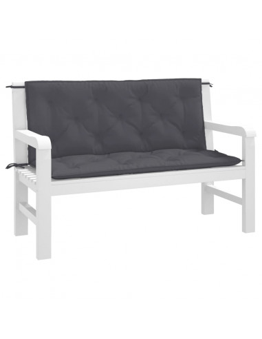 Cuscini Panca Giardino 2pz Antracite 120x50x7 cm Tessuto Oxford