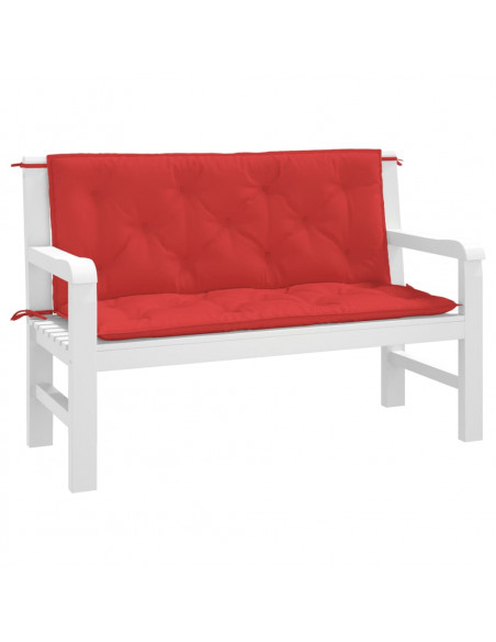 Cuscini per Panca 2 pz Rossi 120x50x7 cm in Tessuto Oxford
