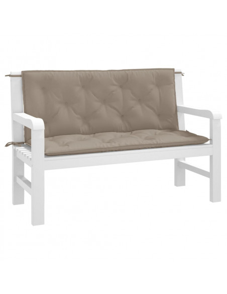 Cuscini per Panca 2 pz Tortora 120x50x7 cm in Tessuto Oxford