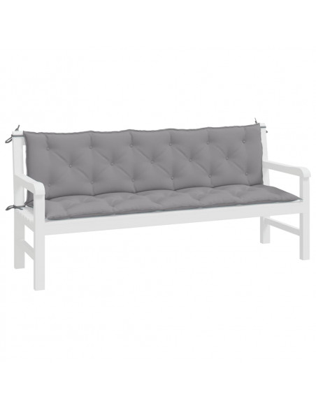 Cuscini Panca da Giardino 2pz Grigi 180x50x7cm Tessuto Oxford