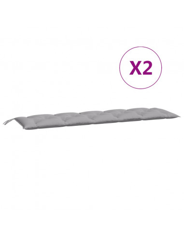 Cuscini Panca da Giardino 2pz Grigi 180x50x7cm Tessuto Oxford