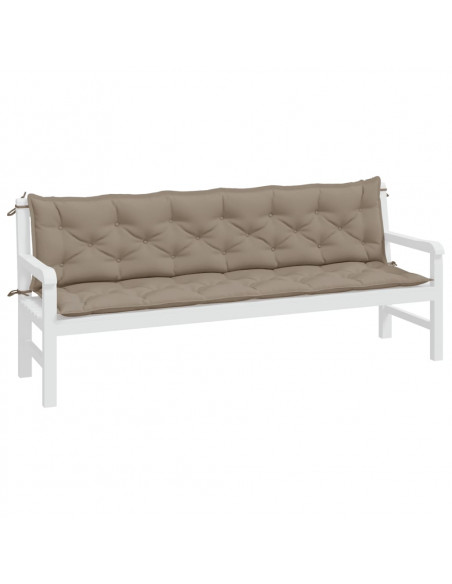 Cuscini Panca da Giardino 2pz Tortora 200x50x7cm Tessuto Oxford