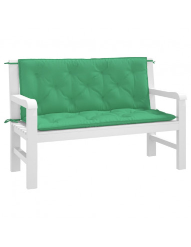 Cuscini Panca da Giardino 2pz Verdi 120x50x7 cm Tessuto Oxford
