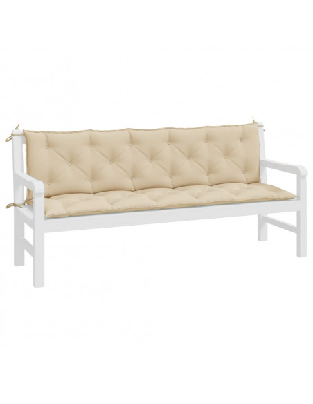Cuscini Panca da Giardino 2pz Beige 180x50x7 cm Tessuto Oxford