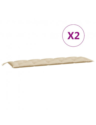 Cuscini Panca da Giardino 2pz Beige 180x50x7 cm Tessuto Oxford