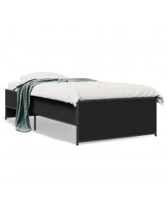 Giroletto Nero 90x200 cm in Legno Multistrato e Metallo 2