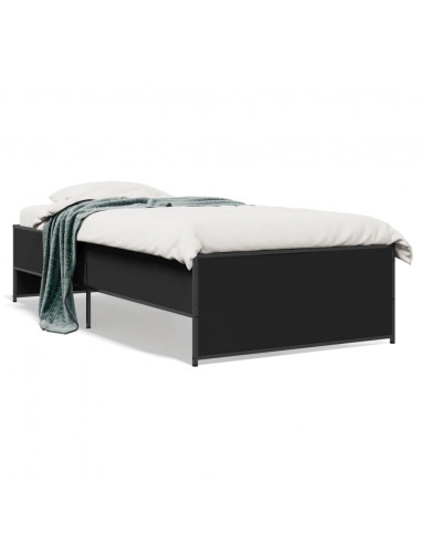 Giroletto Nero 90x200 cm in Legno Multistrato e Metallo