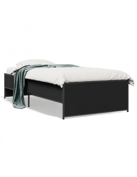 Giroletto Nero 90x200 cm in Legno Multistrato e Metallo