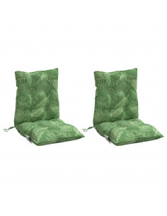 Cuscini Sedia Schienale Basso 2 pz Motivo Foglie Tessuto Oxford 2